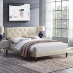 Tarah King Fabric Platform Bed with Squared Tapered Legs