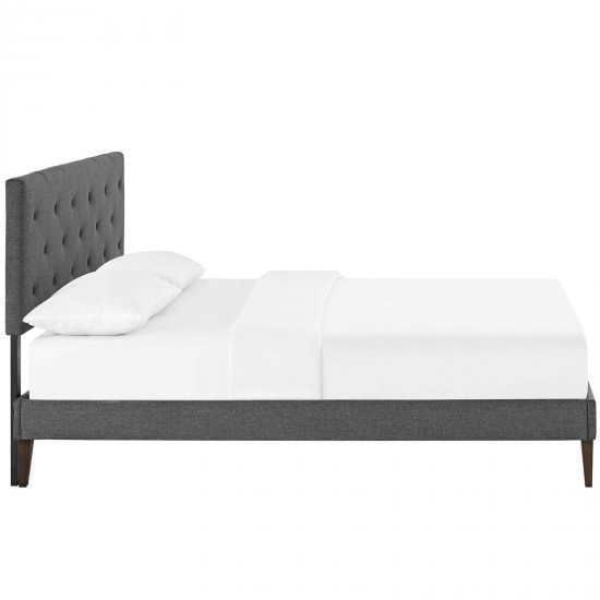 Tarah King Fabric Platform Bed with Squared Tapered Legs