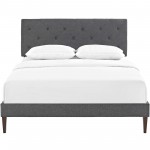 Tarah King Fabric Platform Bed with Squared Tapered Legs