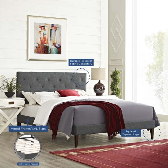 Tarah King Fabric Platform Bed with Squared Tapered Legs