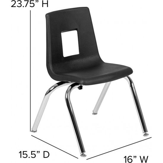 47.5" Circle Wave Collaborative Laminate Activity Table Set with 14" Student Stack Chairs, Oak/Black