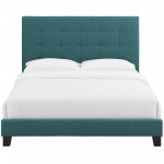 Melanie King Tufted Button Upholstered Fabric Platform Bed