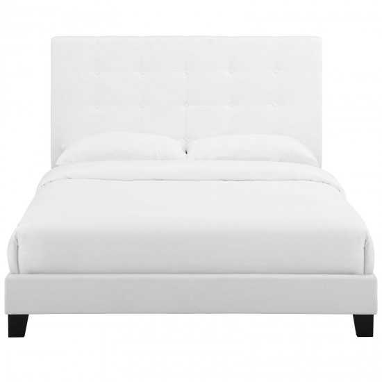 Melanie King Tufted Button Upholstered Fabric Platform Bed