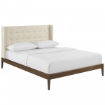 Hadley Queen Wingback Upholstered Polyester Fabric Platform Bed