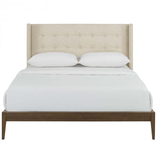 Hadley Queen Wingback Upholstered Polyester Fabric Platform Bed