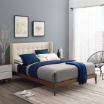 Hadley Queen Wingback Upholstered Polyester Fabric Platform Bed