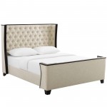 Galia Queen Upholstered Linen Fabric Platform Bed