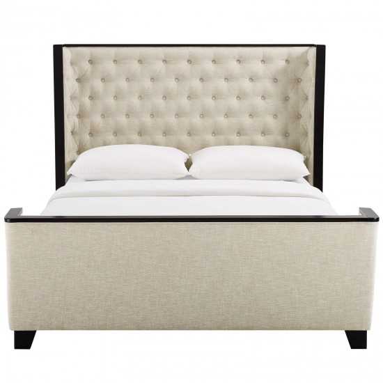 Galia Queen Upholstered Linen Fabric Platform Bed