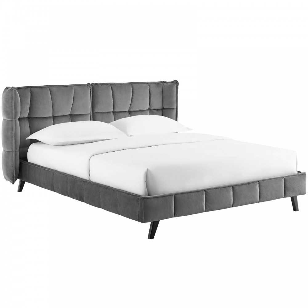 Makenna Queen Performance Velvet Platform Bed