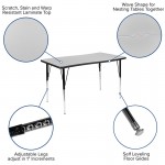 76" Oval Wave Collaborative Laminate Activity Table Set with 16" Student Stack Chairs, Grey/Black