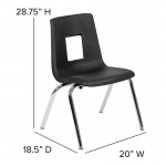 Mobile 76" Oval Wave Collaborative Laminate Activity Table Set with 16" Student Stack Chairs, Grey/Black