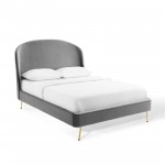 Mira Upholstered Performance Velvet Queen Platform Bed