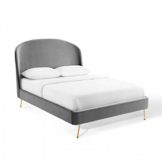 Mira Upholstered Performance Velvet Queen Platform Bed