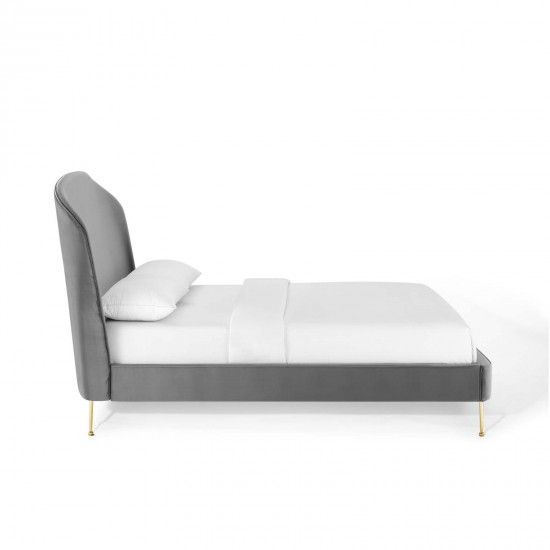 Mira Upholstered Performance Velvet Queen Platform Bed