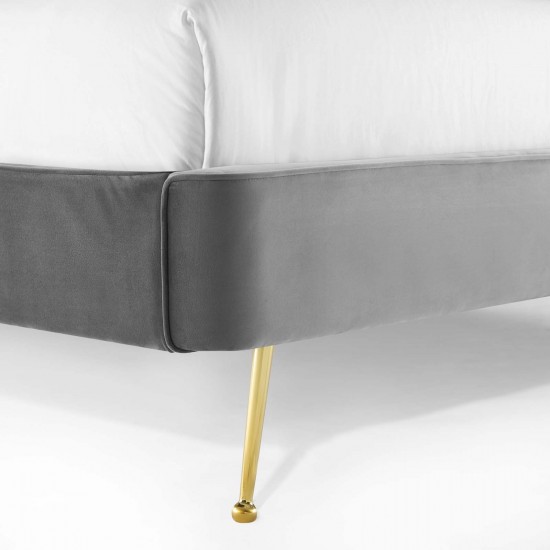 Mira Upholstered Performance Velvet Queen Platform Bed