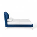 Mira Upholstered Performance Velvet Queen Platform Bed