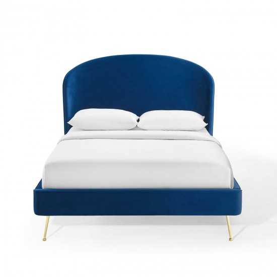 Mira Upholstered Performance Velvet Queen Platform Bed