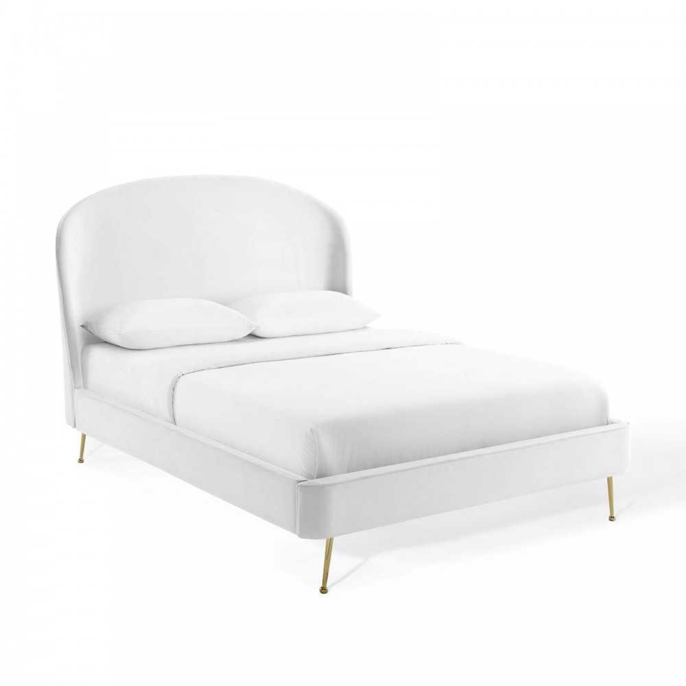 Mira Upholstered Performance Velvet Queen Platform Bed