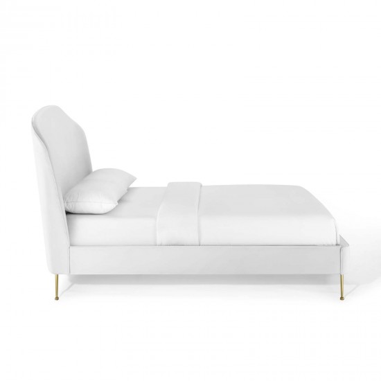 Mira Upholstered Performance Velvet Queen Platform Bed