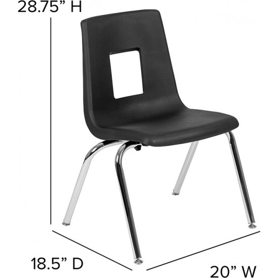 47.5" Circle Wave Collaborative Laminate Activity Table Set with 16" Student Stack Chairs, Oak/Black