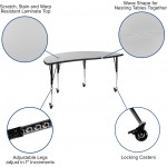 Mobile 60" Circle Wave Collaborative Laminate Activity Table Set with 16" Student Stack Chairs, Grey/Black