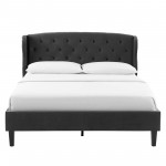 Penelope Tufted Wingback Queen Performance Velvet Platform Bed