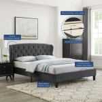 Penelope Tufted Wingback Queen Performance Velvet Platform Bed