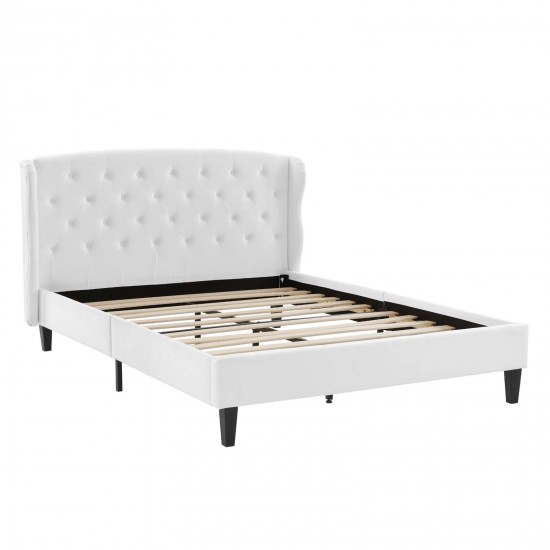 Penelope Tufted Wingback Queen Performance Velvet Platform Bed