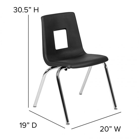 47.5" Circle Wave Collaborative Laminate Activity Table Set with 18" Student Stack Chairs, Grey/Black