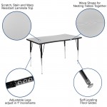 3 Piece 76" Oval Wave Collaborative Grey Thermal Laminate Activity Table Set - Standard Height Adjustable Legs