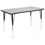 3 Piece 76" Oval Wave Collaborative Grey Thermal Laminate Activity Table Set - Standard Height Adjustable Legs