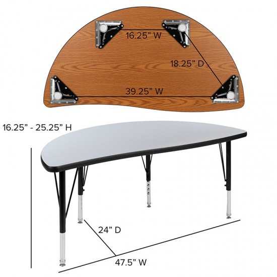 3 Piece 76" Oval Wave Collaborative Grey Thermal Laminate Activity Table Set - Height Adjustable Short Legs