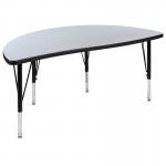 3 Piece 76" Oval Wave Collaborative Grey Thermal Laminate Activity Table Set - Height Adjustable Short Legs