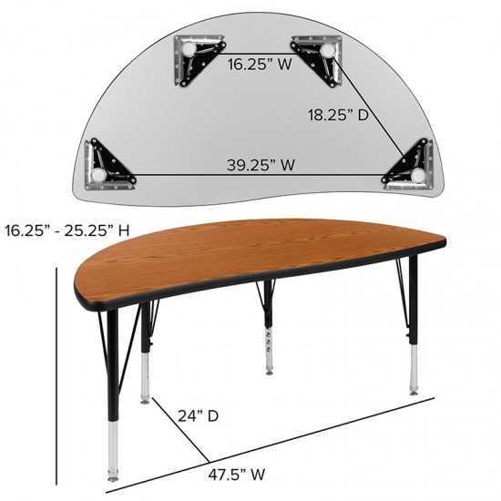 3 Piece 76" Oval Wave Collaborative Oak Thermal Laminate Activity Table Set - Height Adjustable Short Legs