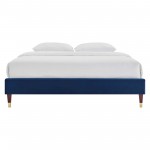 Harlow Queen Performance Velvet Platform Bed Frame