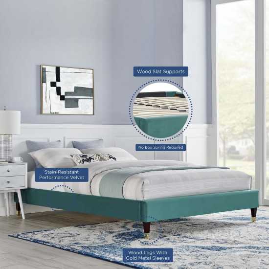 Harlow Queen Performance Velvet Platform Bed Frame