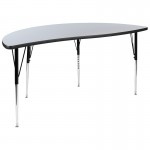 3 Piece 86" Oval Wave Collaborative Grey Thermal Laminate Activity Table Set - Standard Height Adjustable Legs