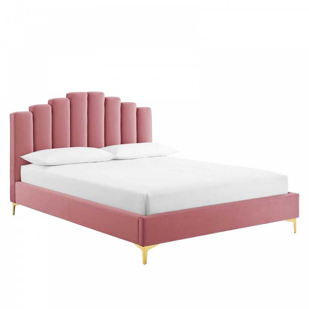 Olivia Queen Performance Velvet Platform Bed