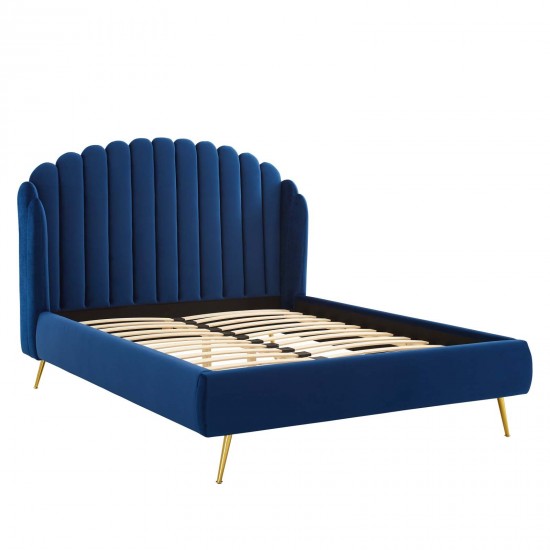 Lana Queen Performance Velvet Wingback Platform Bed