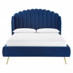 Lana Queen Performance Velvet Wingback Platform Bed