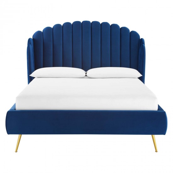 Lana Queen Performance Velvet Wingback Platform Bed