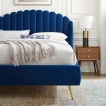 Lana Queen Performance Velvet Wingback Platform Bed