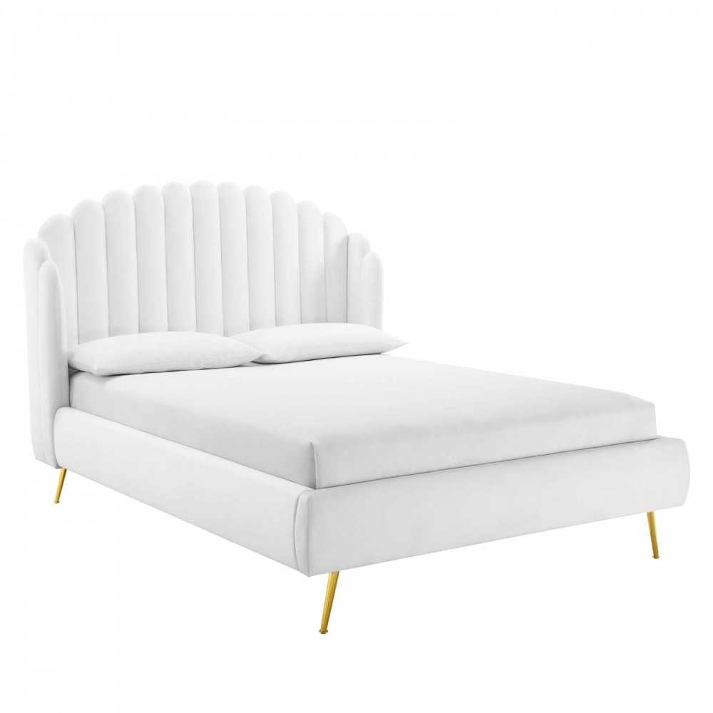Lana Queen Performance Velvet Wingback Platform Bed Lana Queen Performance Velvet Wingback Platform Bed