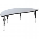 3 Piece 86" Oval Wave Collaborative Grey Thermal Laminate Activity Table Set - Height Adjustable Short Legs