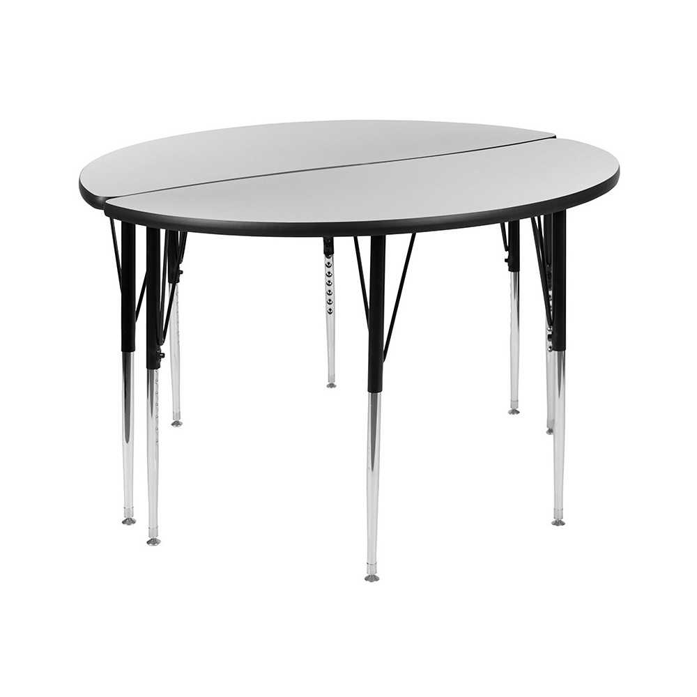 2 Piece 47.5" Circle Wave Collaborative Grey Thermal Laminate Activity Table Set - Standard Height Adjustable Legs