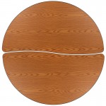 2 Piece 47.5" Circle Wave Collaborative Oak Thermal Laminate Activity Table Set - Standard Height Adjustable Legs