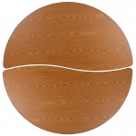 2 Piece 60" Circle Wave Collaborative Oak Thermal Laminate Activity Table Set - Standard Height Adjustable Legs