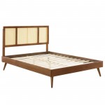 Kelsea Cane and Wood Queen Platform Bed With Splayed Legs