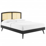 Sierra Cane and Wood Queen Platform Bed With Splayed Legs