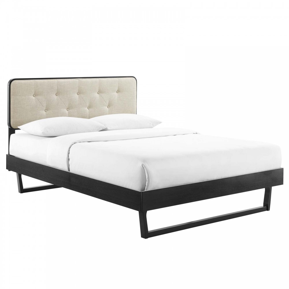 Bridgette Queen Wood Platform Bed With Angular Frame